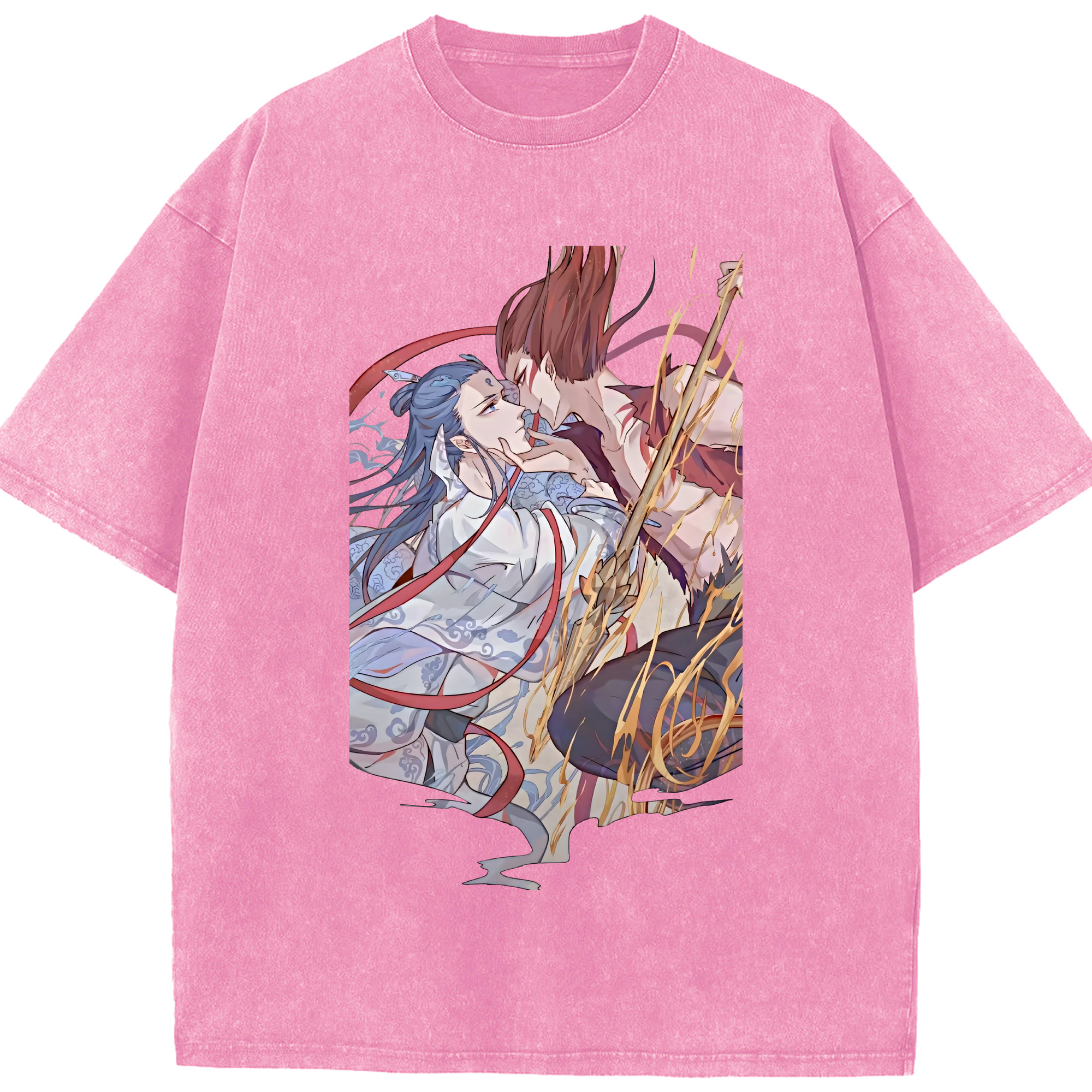 （画像用） Ne Zha 2 ナタ 魔童の大暴れ 綿100% ヴィンテージ風 半袖Tシャツ（フロントプリント）